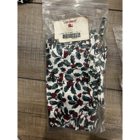 Longaberger Other - Longaberger MEDIUM PURSE Basket LINER Traditional Holly Christmas fabric NEW